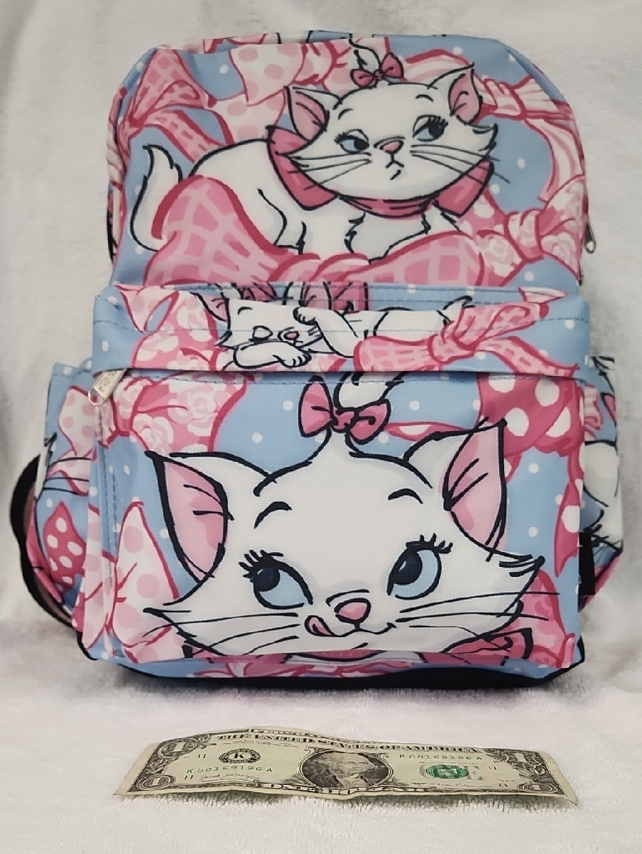 Disney Kids Backpack Pink And Light Blue Marie Cat Design